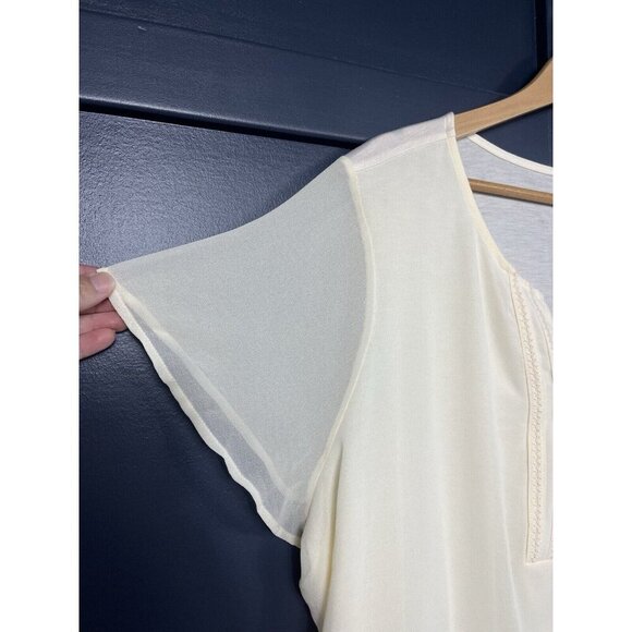 Talbots Shirt Womens 3X Petite Ivory Cream Blouse Lightweight Short Sleeve - Picture 4 of 11